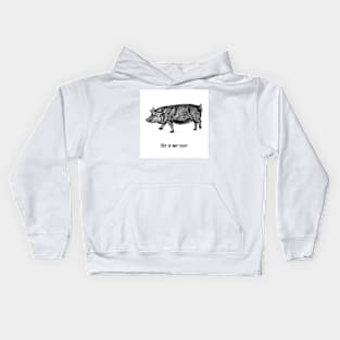 Pig Drawing For Vegan Activists Kids Hoodie